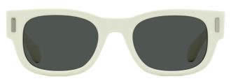 Ferragamo SF2064SE Riveted Acetate Rectangle Sunglasses - Ivory