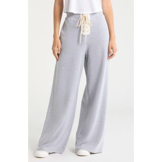 YEAR OF OURS Football Wide Leg Sweatpants in Heather Grey at Nordstrom, Size X-Large