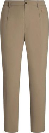 Dolce & Gabbana Beige Straight-Leg Broek met Knoopsluiting - Heren - Slim Fit Broeken - Beige - M - Broeken