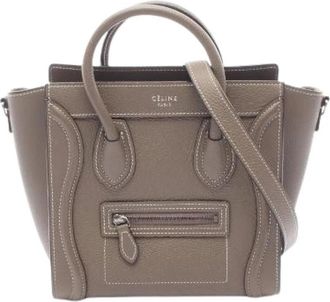 Celine Pre-owned Luggage Nano Shopper Leren Handtas - Dames - Vintage Handtas - Bruin - ONE Size - Leer - Vintage