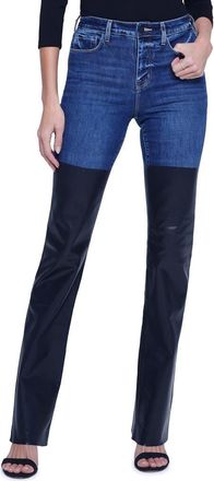L'agence Ruth Mixed Media Coated Straight Leg Jeans in Magnolia/Black Coated at Nordstrom Rack, Size 25
