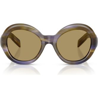 Prada 53mm Gradient Round Sunglasses in Striped Lagoon /Green Olive at Nordstrom