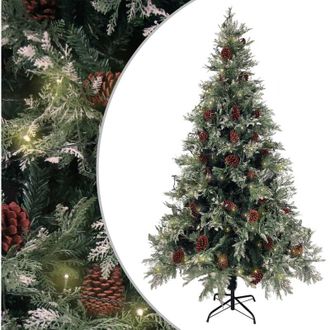 vidaXL &Aacute;rbol De Navidad Con Luces Y Pi&ntilde;as Pvc Pe Verde Y Blanco 195 Cm Vidaxl