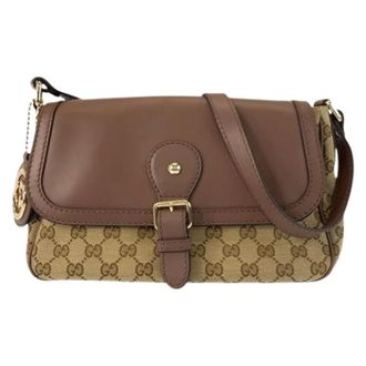Gucci Pre-owned Sukey GG Canvas Leder Schoudertas - Dames - Pre-owned - Beige - Maat: ONE Size