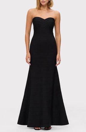 H&eacute;rve L&eacute;ger The Sara Strapless Mermaid Gown in Black at Nordstrom Rack, Size Large