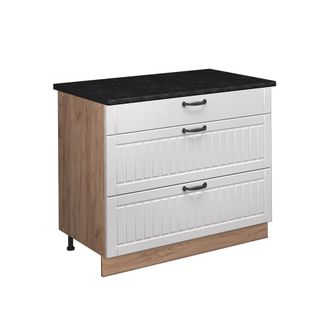 Vicco Mueble Bajo De Cocina Fame-line, Blanco Casa De Campo/roble Dorado, 100 Cm, Et Antracita, Vicco