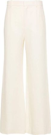 Chlo&eacute; wide-leg linen trousers - women - Linen/Flax/Cotton - 44 - Neutrals