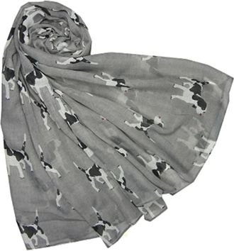 World of Shawls New ladies Puppy Dog Print Scarf Springer Spaniel Dog Scarf Lovely Soft Print Fashion Scarf Wrap Shawl Maxi Sarong (Silver)