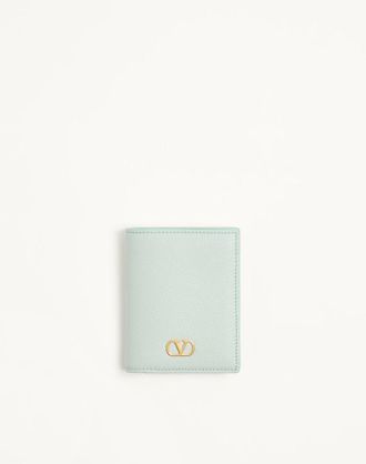 Valentino Garavani Valentino Garavani VLogo Signature Wallet in Grainy Calfskin Woman SKY GREY UNI