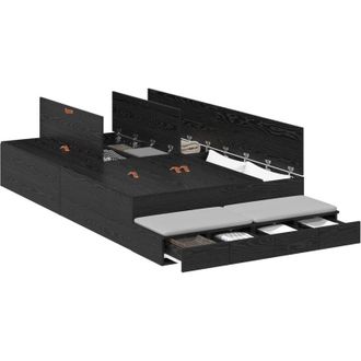 vidaXL Cama Con Almacenamiento Roble Negro 236.5 X 120 X 31.5 Cm Vidaxl