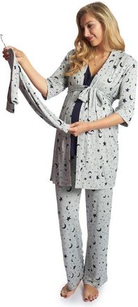 Everly Grey Analise During & After 5-Piece Maternity/Nursing Sleep Set for Mom & Baby in Twinkle Night at Nordstrom, Size X-Large