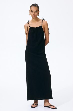 H&M Crinkled Tie-strap Dress in Black at Nordstrom, Size Xx-Large