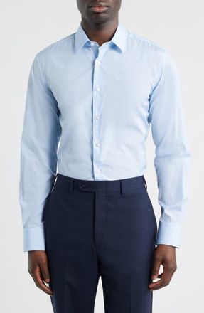Canali Regular Fit Dress Shirt in Light Blue at Nordstrom, Size 16.5R