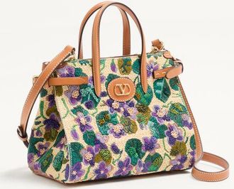 Valentino Garavani Borsa Shopping Piccola Valentino Garavani Antibes In Rafia Ricamata Donna MULTICOLOR UNI