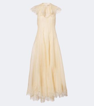 Zimmermann Abito lungo Ascent in lino e seta con pizzo