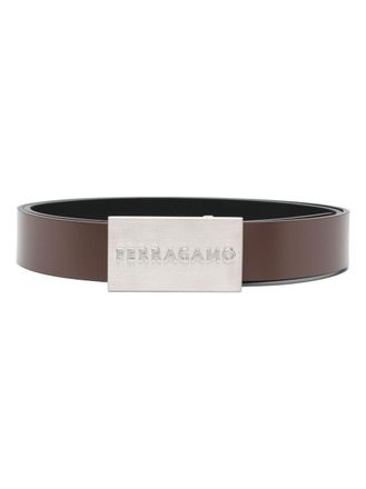 Ferragamo Squared Buckle Smooth Leather Reversible Belt Accessories