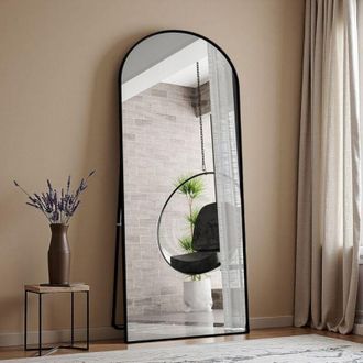 OEM Espejo De Pie - Arco 80x180cm - Marco Negro Mate - Cristal De Alta Precisi&oacute;n - Antideslizante