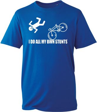 Generic I Do All My Own Stunts T-Shirt, Funny Falling Off Bike Silhouette Art Overconfidence Joke Shirt, Gift Unisex Tee Top (Royal, M Years)