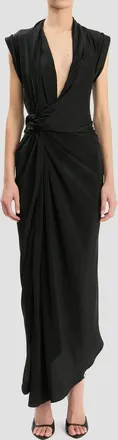 Victoria Beckham Twist Detail Cdc Dress In Black