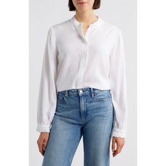 Cloth & Stone Frill Placket Shirt in White at Nordstrom, Size X-Small