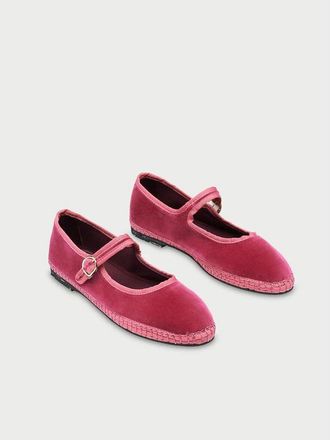 Flabelus Frances fluwelen Mary-Jane ballerinas