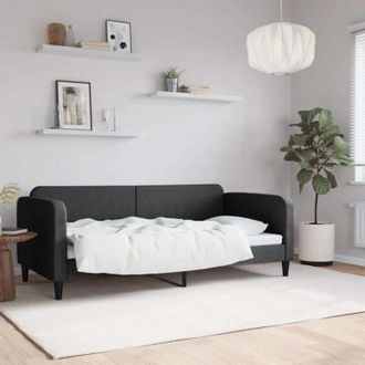 vidaXL Sof&aacute; Cama Sin Colch&oacute;n Tela Negro 90x190 Cm Vidaxl