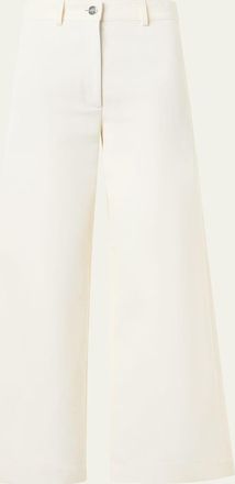 Akris Finn Cotton-Linen Gabardine Wide-Leg Pants