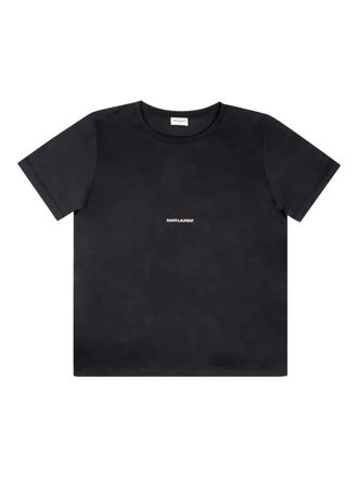 Saint Laurent embroidery on the chest logo T-shirt - Black