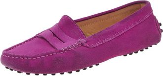 Tod's Tods Purple Suede Penny Slip On Loafers