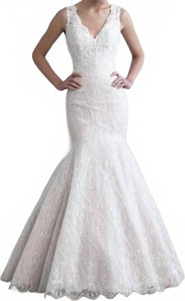 Madison James Lace Wedding Dress In Ivory/nude
