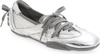 Acne Studios Bilaria Metallic Leather Low Top Sneaker in Silver/grey at Nordstrom, Size 39