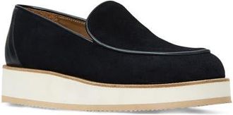 Aquatalia Honnete Water Resistant Platform Flat in Navy Suede at Nordstrom, Size 10.5