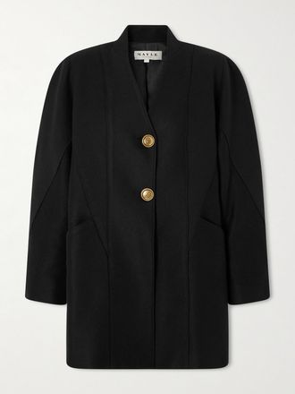Maison Mayle Cappotto In Twill Di Lana Ines - Nero