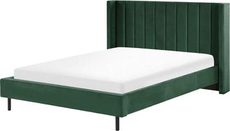 Beliani Beliani - Cama Con Somier De Terciopelo Verde Oscuro 160 X 200 Cm Listones Moderno Villette