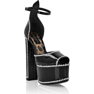Philipp Plein Patent Leather Platform Sandals Hi-Heels Women in Black at Nordstrom, Size 40