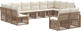 vidaXL Conjunto De Sof&aacute;s De Jard&iacute;n 12 Uds. Beige Rat&aacute;n Sint&eacute;tico Vidaxl