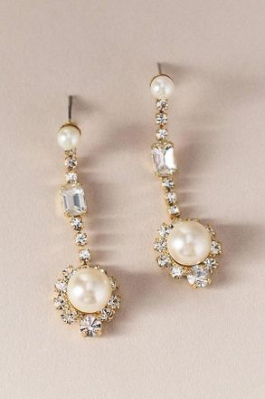 Vieste Rosa Crystal Pearl Drop Earrings