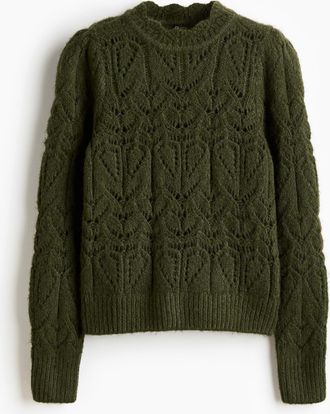 H&M Pullover in Pointellestrick - Green
