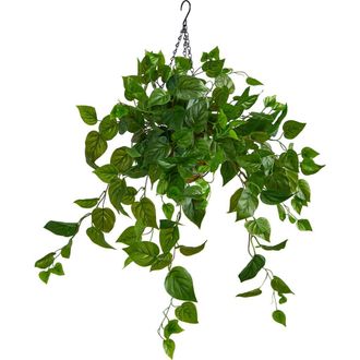 Nearly Natural 2.5-ft Philodendron Artificial Plant in Hanging Basket in Green at Nordstrom