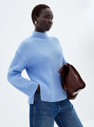 Part Two Womens Dense-knit funnel-neck sweater