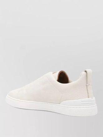 Ermenegildo Zegna leather sneakers round toe pull tab