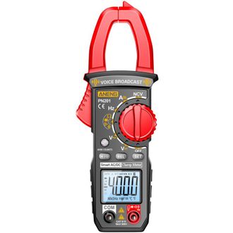 OEM Pn201 - Pinza Amperim&eacute;trica De 4000 Puntos Con Indicaciones De Voz Y Retroiluminaci&oacute;n - Rojo/negro - Pilas No Incluidas