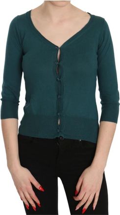 Pink Memories Cardigans, female, Blue, Size: 2XS Blue Green Cotton Cardigan Top