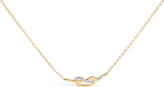 House of Brilliance 14K Yellow Gold Plated.925 Sterling Silver Diamond Accent Infinity Ribbon Pendant Necklace