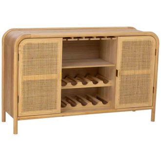 Wanderlust Deco Aparador de madera y rat&aacute;n marr&oacute;n 130x39x80 alt. Cm
