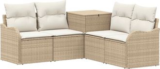 vidaXL Juego De Sof&aacute; 5 Uds. Beige Y Blanco Crema Vidaxl