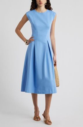 Nordstrom Pleated Cap Sleeve Ponte Dress in Blue Cornflower at Nordstrom, Size Xx-Small