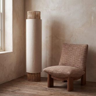 Maisons du monde L&aacute;mpara de pie de lino y yute Alt. 126 cm