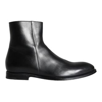 Dolce & Gabbana Black Calf Leather Mens Boots Shoes