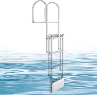 OEM Escalera De Muelle Capacidad De 227 Kg Con 4 Pelda&ntilde;os Antideslizantes, Pasamanos, Escalera Retr&aacute;ctil De Aluminio Con Elevaci&oacute;n Autom&aacute;tica Para Pont&oacute;n 